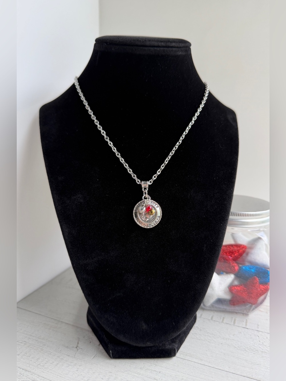US Marine Corps Scarlet & Gold Necklace 18-20" - Handmade, Hero Gift, USMC Gift